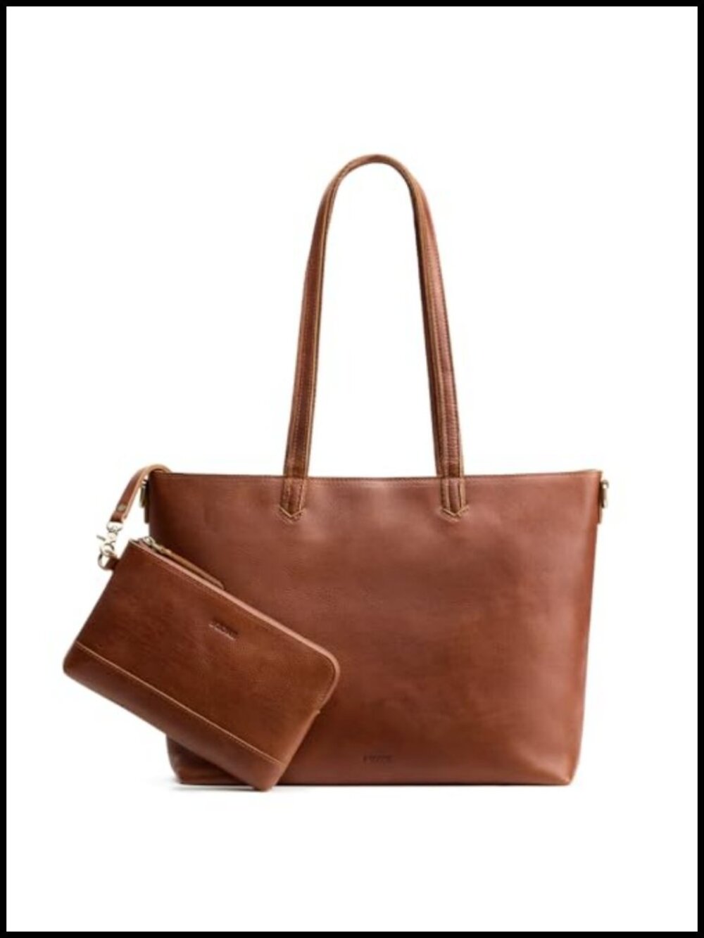 Top Grain Cowhide Leather Tote Bag Large Shoulder Handbag with Removable Pouch